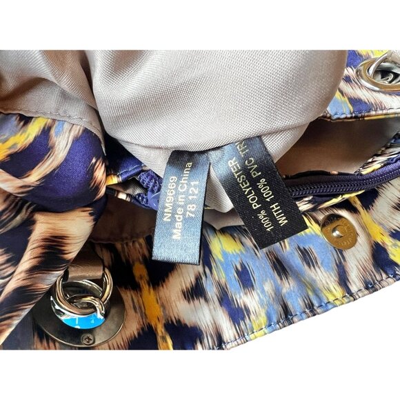 Nicole By Nicole Miller Ikat Print Large Shoulder Bag Blue yellow - Picture 12 of 16